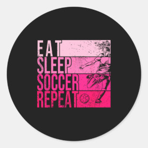 Sticker Rond Manger Dormir Football Répéter Drôle Footller Terr