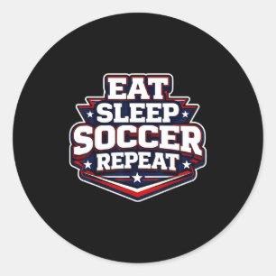 Sticker Rond Manger Dormir Football Répéter Drôle Joueur de Foo
