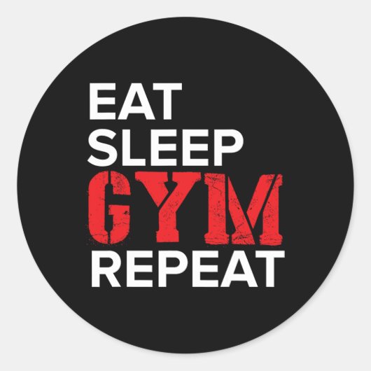 Sticker Rond Manger Dormir Gym Répéter (Devant)
