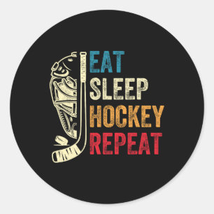 Sticker Rond Manger Dormir Hockey Répéter Enfants Adulte Hockey