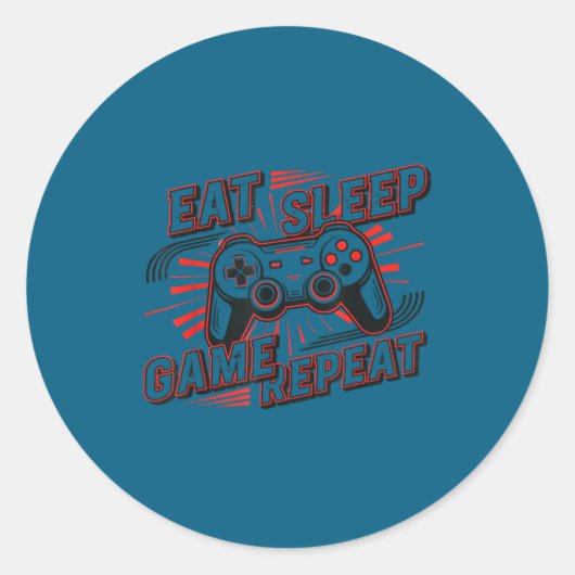 Sticker Rond Manger Dormir Jeu Répéter Drôle (Devant)