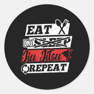 Sticker Rond Manger Dormir Jiu Jitsu Brésilien Répéter - Brésil