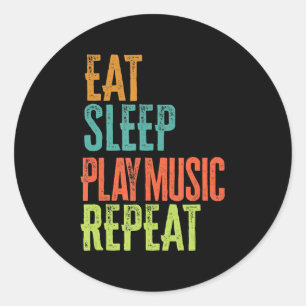 Sticker Rond Manger Dormir Jouer Musique Répéter Danse Hip hop