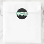 Sticker Rond manger dormir ordinateur (vert) (Sac)