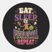 Sticker Rond Manger Dormir Pickleball Répéter Pickleball (Devant)