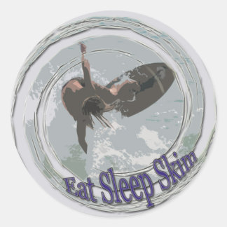 Sticker Rond Manger, Dormir, Ski