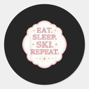 Sticker Rond Manger dormir skier répéter femme skieuse amoureus