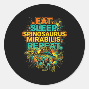 Sticker Rond Manger dormir spinosaurus mirabilis répéter éclabo