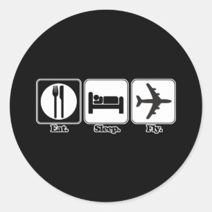 Sticker Rond manger dormir voler