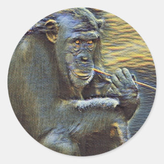 Sticker Rond Manger du singe
