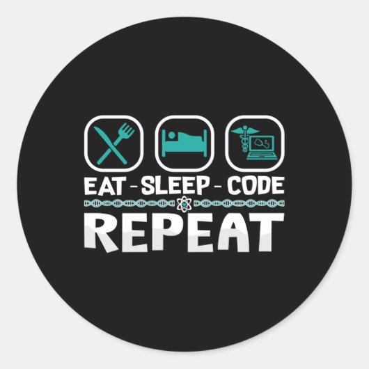 Sticker Rond Manger le code de veille Répéter le code de code I (Devant)