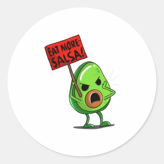 Sticker Rond Manger Plus Salsa Vegan Avocado Cute Guacamole Fun (Devant)