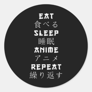 Sticker Rond Manger Sleep Anime Répéter Japonais Manga Lover