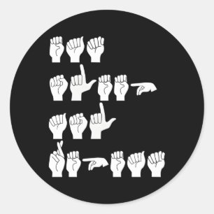 Sticker Rond Manger Sleep Asl Répéter American Sign Language