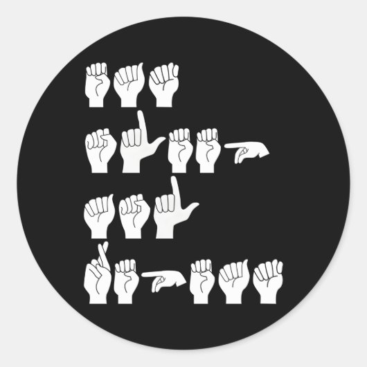 Sticker Rond Manger Sleep Asl Répéter American Sign Language (Devant)