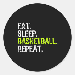 Sticker Rond Manger Sleep Basketball Répéter Lecteur Fun Cool L