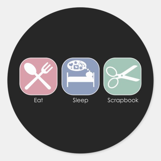 Sticker Rond Manger Sleep Scrapbook (Devant)