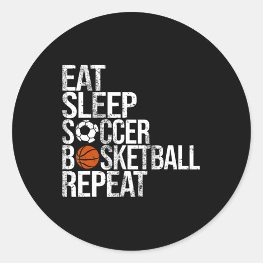 Sticker Rond Manger Sleep Softball Basketball Répéter Fun Ball (Devant)