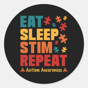 Sticker Rond Manger Sleep Stim Répéter Stimming Sensibilisation