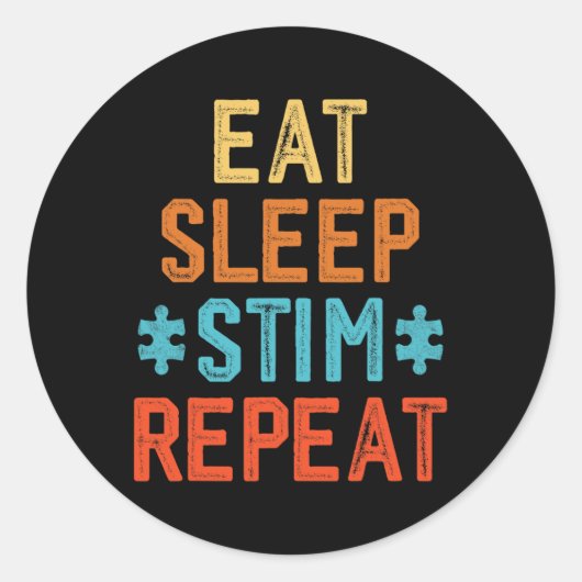 Sticker Rond Manger Sleep Stim Répéter Stimming Sensibilisation (Devant)