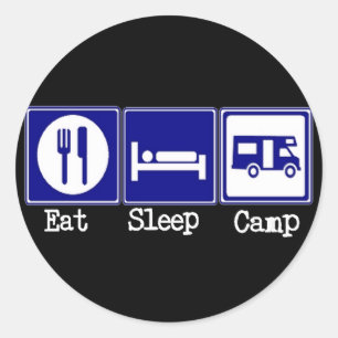 Sticker Rond Manger. Sommeil, Camp