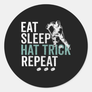 Sticker Rond Manger Sommeil Coup du Chapeau Répéter Cool Puck d