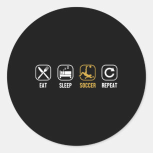 Sticker Rond Manger Sommeil Football Répéter Gardien de But Fut