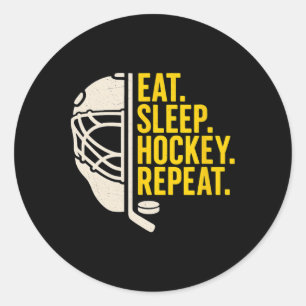 Sticker Rond Manger Sommeil Hockey Répéter Pour Les Joueurs De