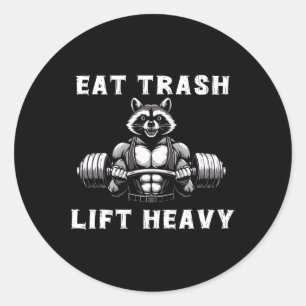 Sticker Rond Manger Trash Lift Lourd Racoon Lifting Fitness Wo