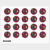 Sticker Rond Mangeurs d'abeilles et pavots (Feuille)