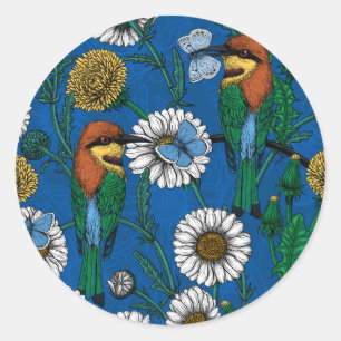 Sticker Rond Mangeurs d'abeilles sur bleu