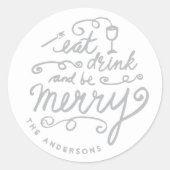 Sticker Rond Mangez Boire et être Joyeux Noël Alimentation Cade (Devant)
