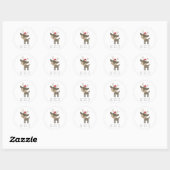Sticker Rond Mangez Boire Soyez Joyeux Cerf De Noël En Chapeau  (Feuille)