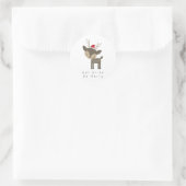 Sticker Rond Mangez Boire Soyez Joyeux Cerf De Noël En Chapeau  (Sac)