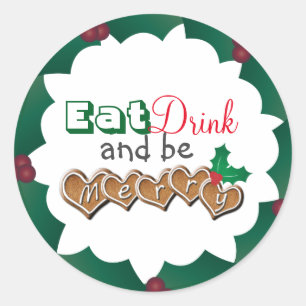 Sticker Rond Mangez, buvez et soyez Joyeux Noël