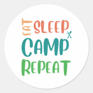 Sticker Rond Mangez Le Camp De Sommeil Répéter - La Vie De Camp