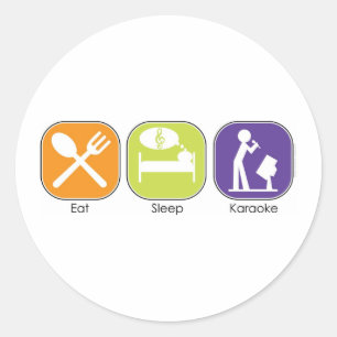 Sticker Rond Mangez le karaoke de sommeil