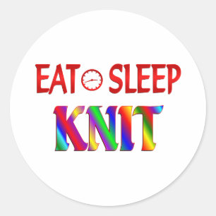 Sticker Rond Mangez le Knit de sommeil