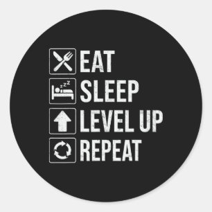 Sticker Rond Mangez Le Niveau De Sommeil Haut Répétez Garçons A