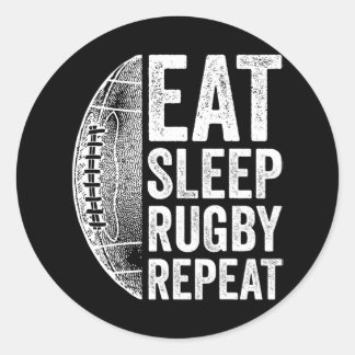 Sticker Rond Mangez le rugby du sommeil Répéter le rugby pour l