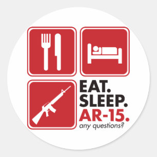 Sticker Rond Mangez le sommeil AR-15 - rouge