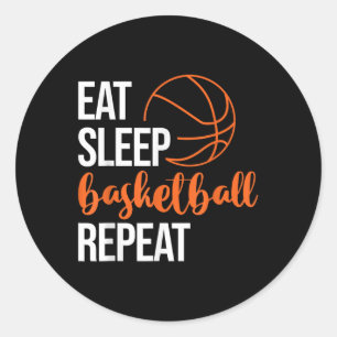 Sticker Rond Mangez Le Sommeil Basket Répéter Fun Sport Motivat