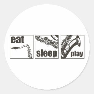 Sticker Rond Mangez le sommeil Jouer le saxo