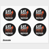 Sticker Rond Mangez le sommeil Vérifier ma gamme Répéter le foo (Feuille)