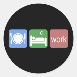 Sticker Rond Mangez le travail de sommeil