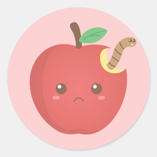 Sticker Rond Mangez-moi à l'intérieur - jolie pomme rouge avec  (Devant)
