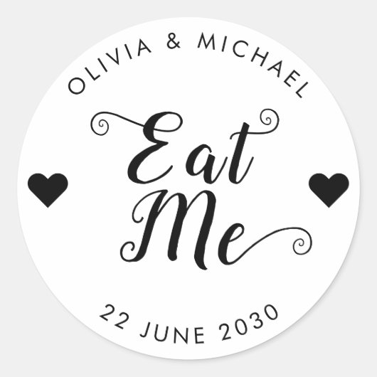 Sticker Rond Mangez-moi Mariage gâteau Cupcake nourriture Favor (Devant)