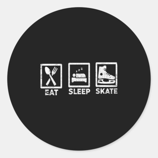 Sticker Rond Mangez Patinage de sommeil Répéter Patinage de gla (Devant)