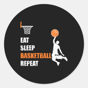 Sticker Rond Mangez Sleep Basketball Répéter Basketball Boys et