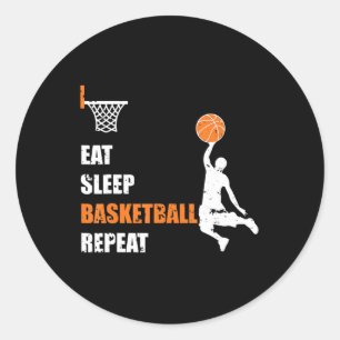 Sticker Rond Mangez Sleep Basketball Répétez Basketball Boys et